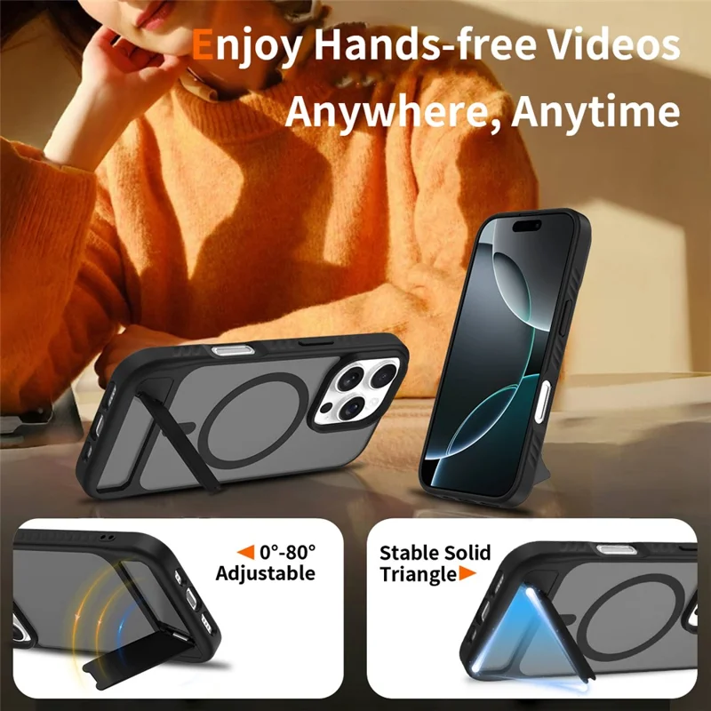 Bulk Purchasing For iPhone 16 Pro Case Compatible with MagSafe Kickstand Skin Touch Phone Cover - Black