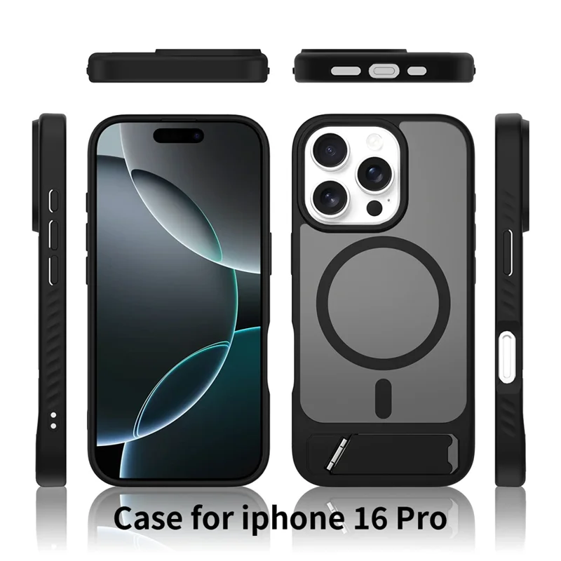 Bulk Purchasing For iPhone 16 Pro Case Compatible with MagSafe Kickstand Skin Touch Phone Cover - Black