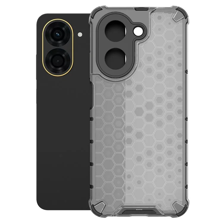 Pour Xiaomi Redmi A5 4G (171,7 mm) / Poco C71 4G Étui PC + TPU Housse de Téléphone en Forme de Nid d'Abeille - Noir