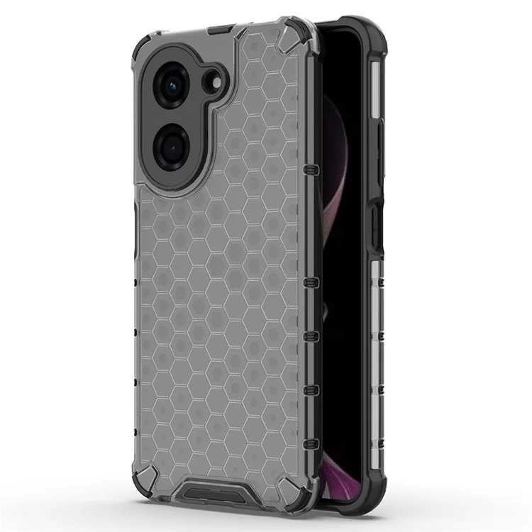 Pour Xiaomi Redmi A5 4G (171,7 mm) / Poco C71 4G Étui PC + TPU Housse de Téléphone en Forme de Nid d'Abeille - Noir