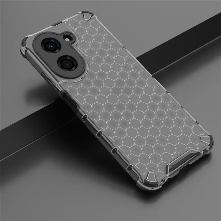 Pour Xiaomi Redmi A5 4G (171,7 mm) / Poco C71 4G Étui PC + TPU Housse de Téléphone en Forme de Nid d'Abeille - Noir