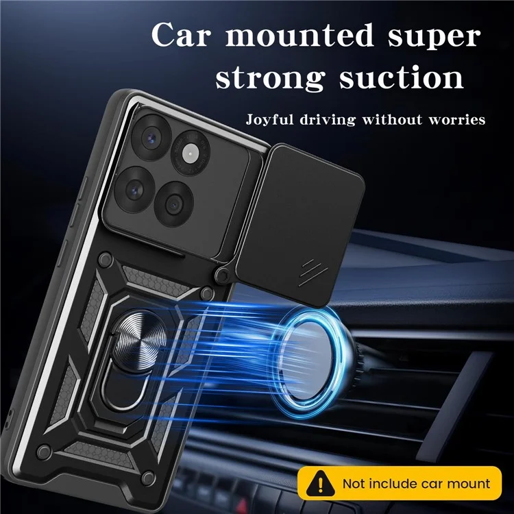 Cover per Motorola Edge 60 Fusion 5G con Coperchio Scorrevole per Fotocamera PC + TPU con Supporto - Nero