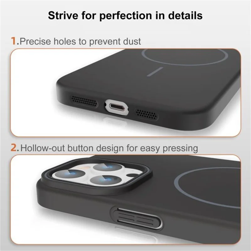 For iPhone 15 Pro Max Case Compatible with MagSafe Slim PC Phone Back Cover - Black