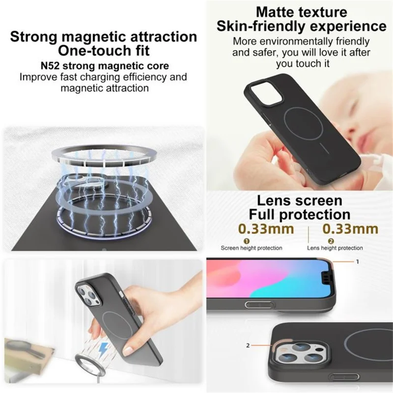 For iPhone 15 Pro Max Case Compatible with MagSafe Slim PC Phone Back Cover - Black