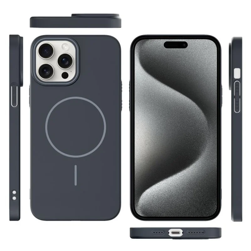 For iPhone 15 Pro Max Case Compatible with MagSafe Slim PC Phone Back Cover - Dark Grey
