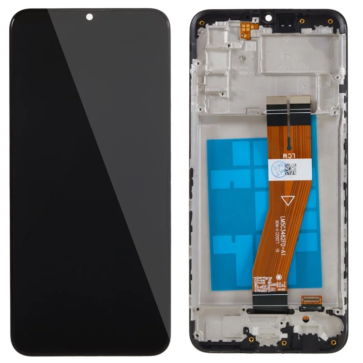 Para Samsung Galaxy A02s (164.2x75.9x9.1mm) A025 Grado S Pantalla LCD OEM y Montaje de Digitalizador + Marco (sin Logotipo)