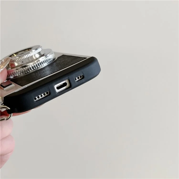 Чехол для iPhone 14 Pro Max в винтажном стиле с дизайном камеры и ремешком через плечо
