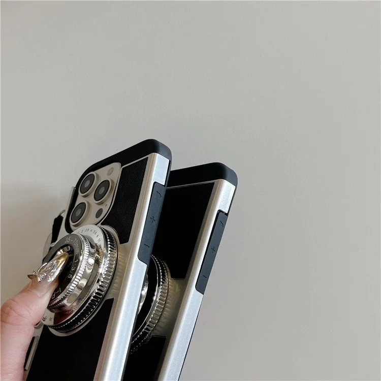 For iPhone 16 Pro Case Vintage Style Camera Design Phone Cover with Crossbody Strap