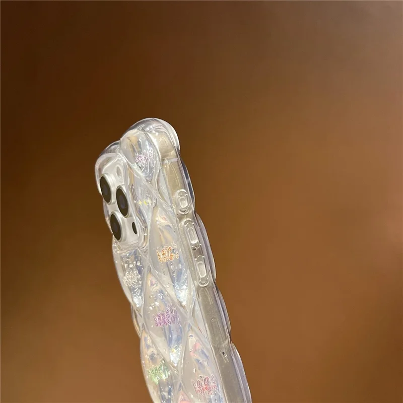 For iPhone 15 Pro Case Creative Rhombus Butterfly Aesthetic TPU Phone Cover
