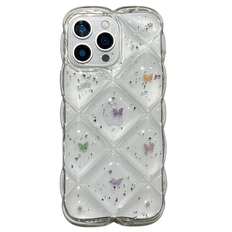 Capa de Celular Criativa Borboleta Rombos Estética para iPhone 15 Pro Max em TPU