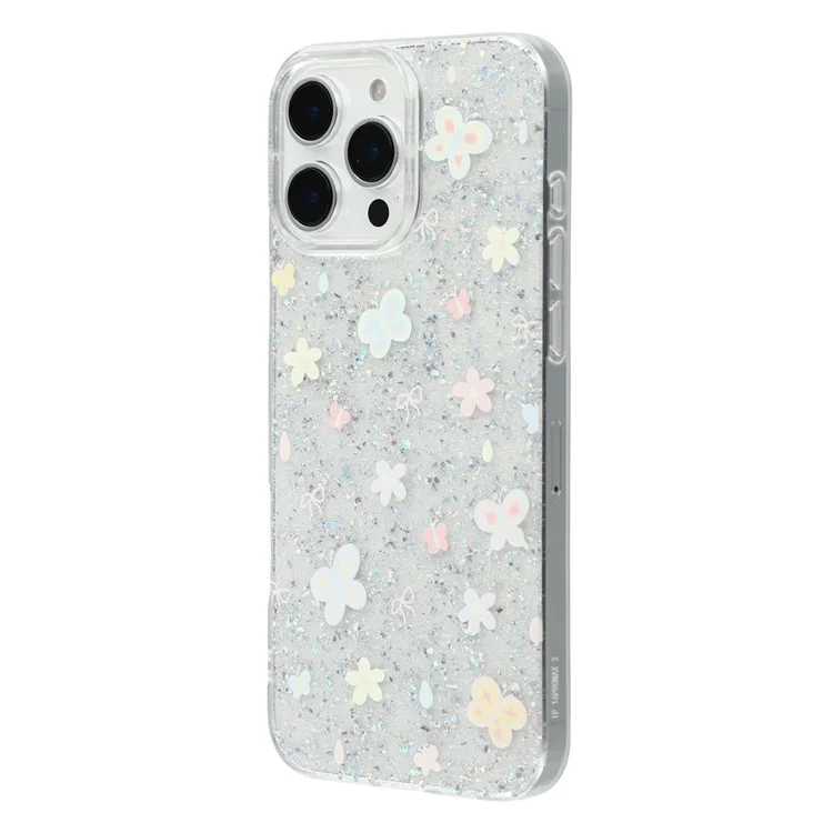 For iPhone 16 Pro Max Case Shiny IMD TPU + Acrylic Phone Cover Large Camera Cutout - Painted Butterflies