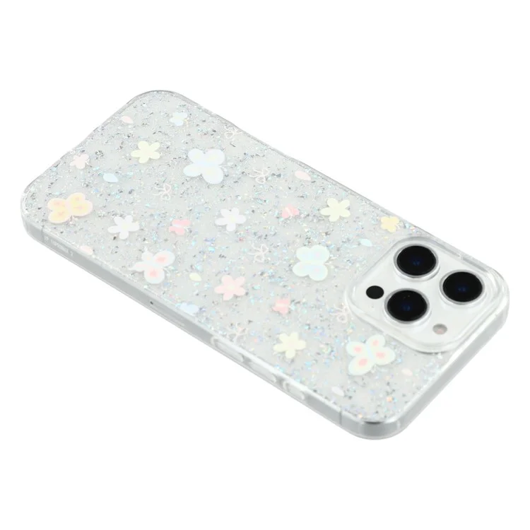 For iPhone 16 Pro Max Case Shiny IMD TPU + Acrylic Phone Cover Large Camera Cutout - Painted Butterflies