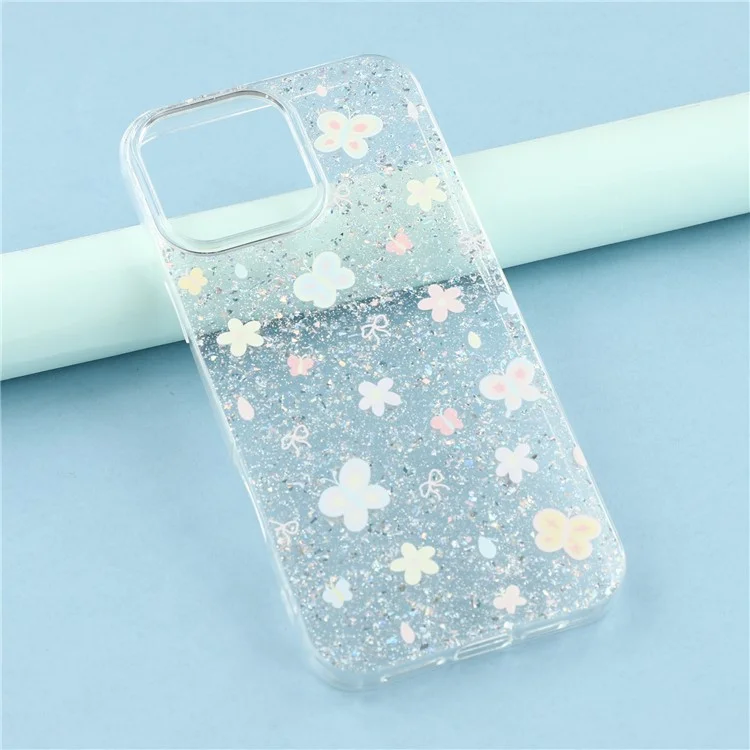 For iPhone 16 Pro Max Case Shiny IMD TPU + Acrylic Phone Cover Large Camera Cutout - Painted Butterflies