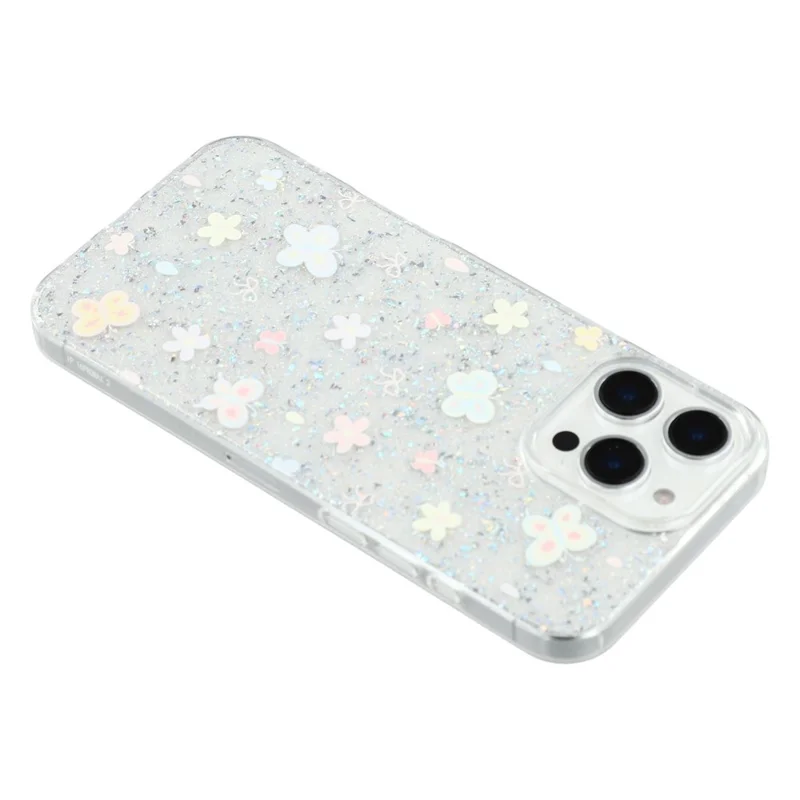 For iPhone 16 Pro Case Shiny IMD TPU + Acrylic Phone Cover Large Camera Cutout - Painted Butterflies