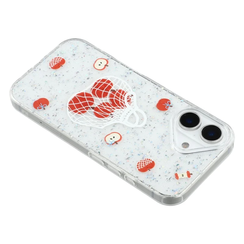 For iPhone 16 Case Shiny IMD TPU + Acrylic Phone Cover Large Camera Cutout - Painted Apples