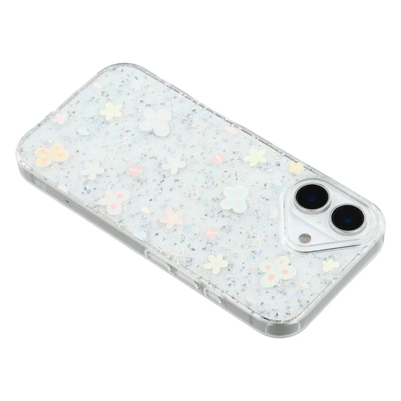 For iPhone 16 Case Shiny IMD TPU + Acrylic Phone Cover Large Camera Cutout - Painted Butterflies