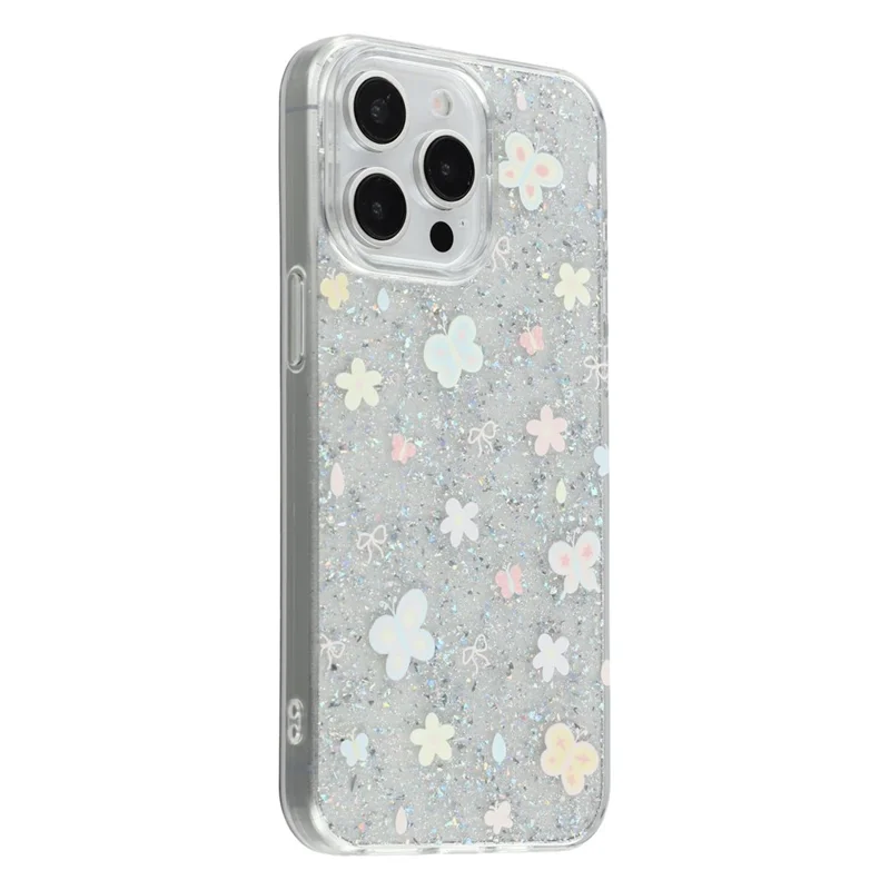 For iPhone 15 Pro Case Shiny IMD TPU + Acrylic Phone Cover Large Camera Cutout - Painted Butterflies