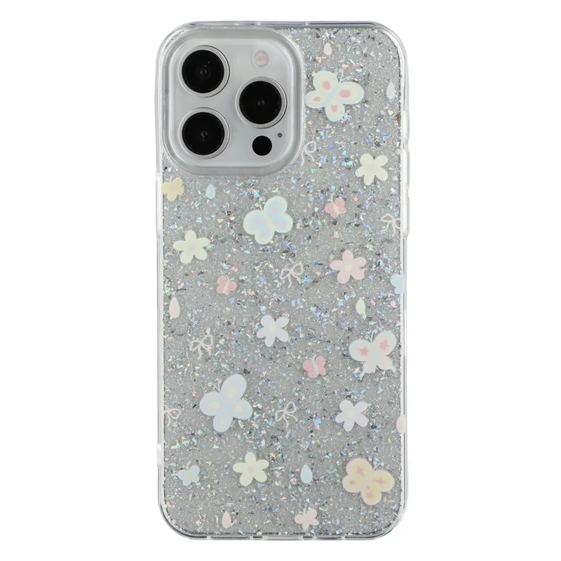 For iPhone 15 Pro Case Shiny IMD TPU + Acrylic Phone Cover Large Camera Cutout - Painted Butterflies