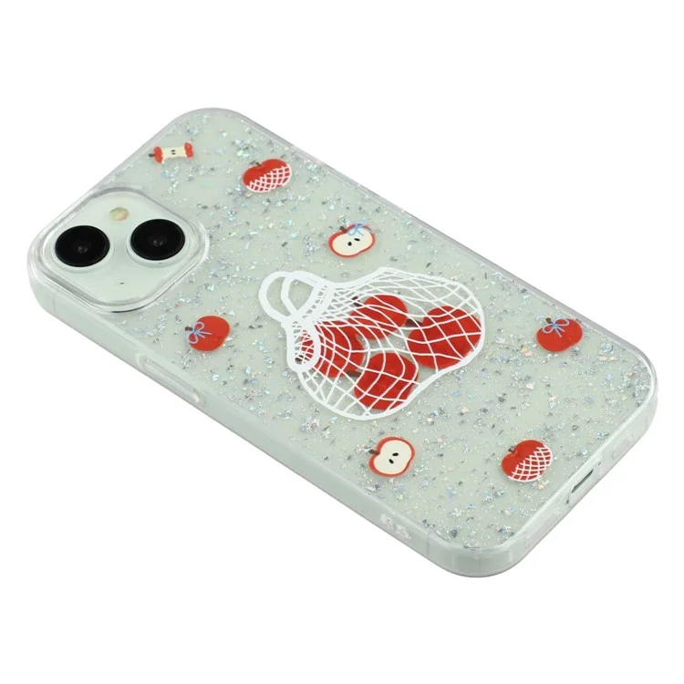 Cover per iPhone 14 Lucida IMD TPU + Cover Telefonica in Acrilico con Grande Foro per Fotocamera - Mela Dipinta