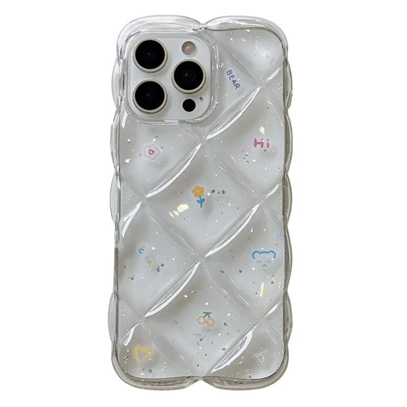 Funda para iPhone 14 Pro Diseño Creativo Rombos Florales Funda de Teléfono TPU - Estilo A