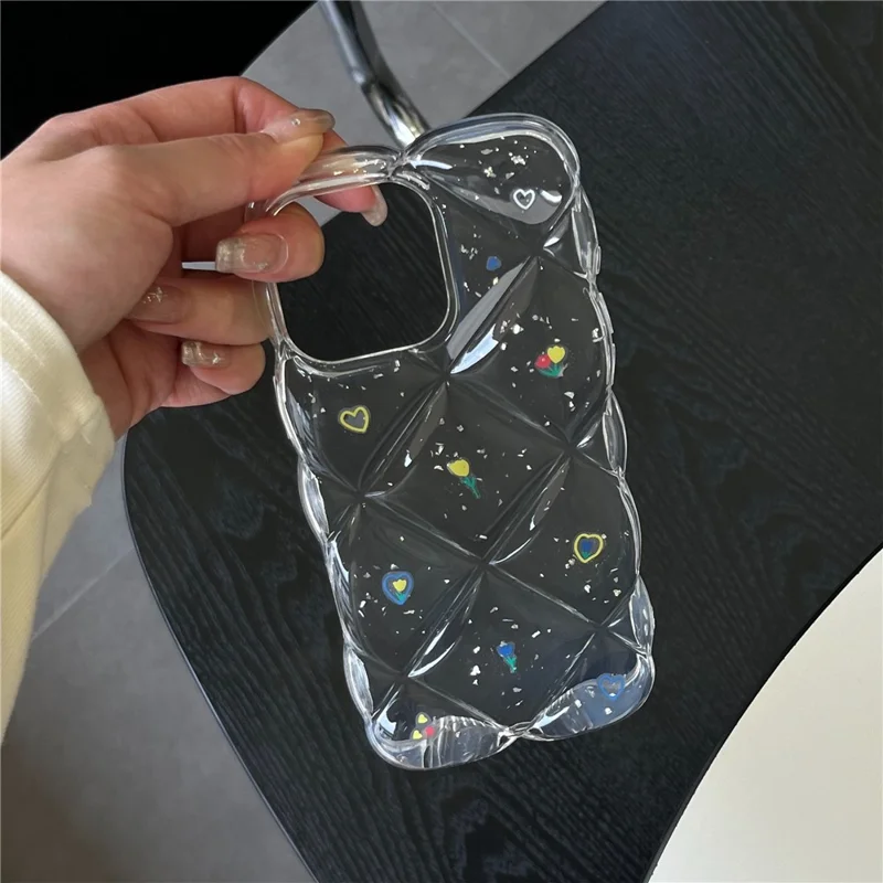 For iPhone 14 Pro Max Case Creative Rhombus Floral Pattern TPU Phone Cover - Style B