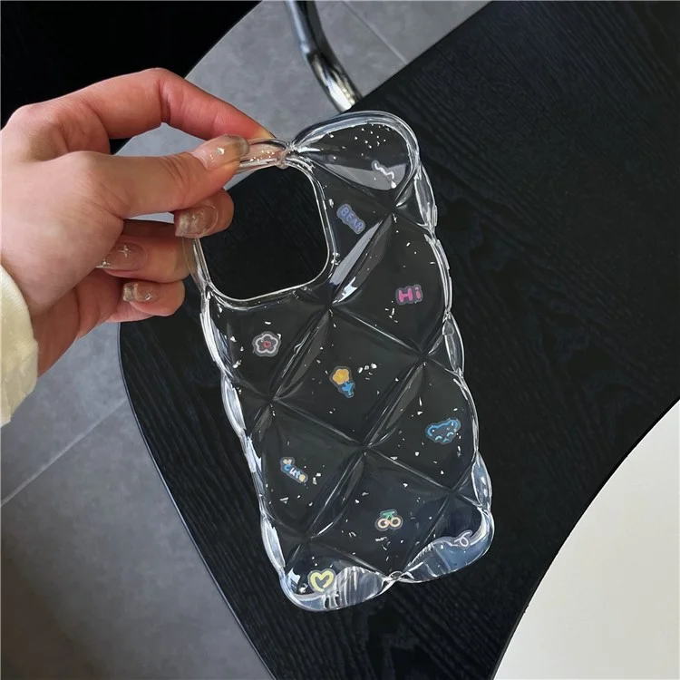 Funda para iPhone 16 Pro Max con Patrón Floral Romboidal Creativo - Funda de TPU para Móvil - Estilo A