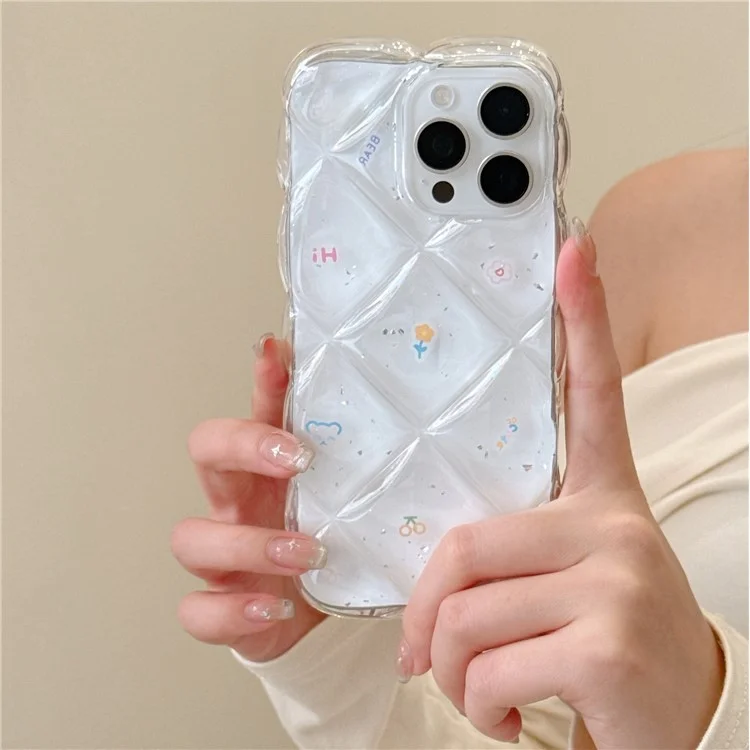 Funda para iPhone 16 Pro Max con Patrón Floral Romboidal Creativo - Funda de TPU para Móvil - Estilo A