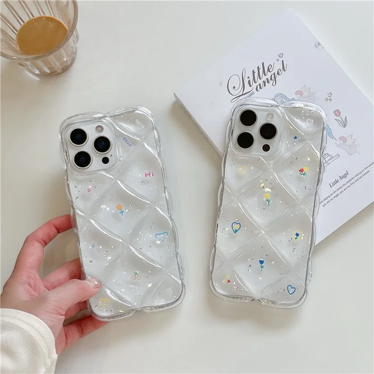 Funda para iPhone 16 Pro Max con Patrón Floral Romboidal Creativo - Funda de TPU para Móvil - Estilo A