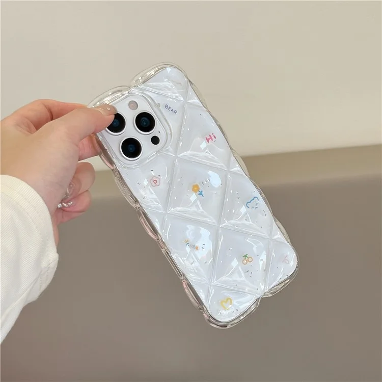 Funda para iPhone 16 Pro Max con Patrón Floral Romboidal Creativo - Funda de TPU para Móvil - Estilo A