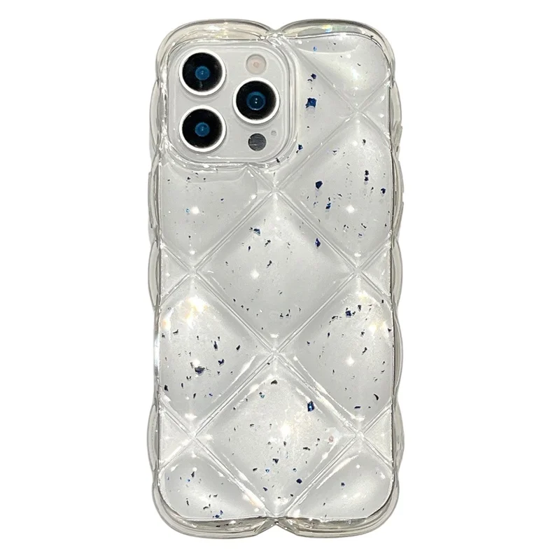 For iPhone 14 Pro Max Case Creative Rhombus Sequins Decor TPU Phone Cover - Blue