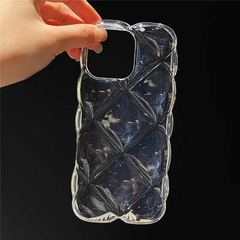 For iPhone 14 Pro Max Case Creative Rhombus Sequins Decor TPU Phone Cover - Blue