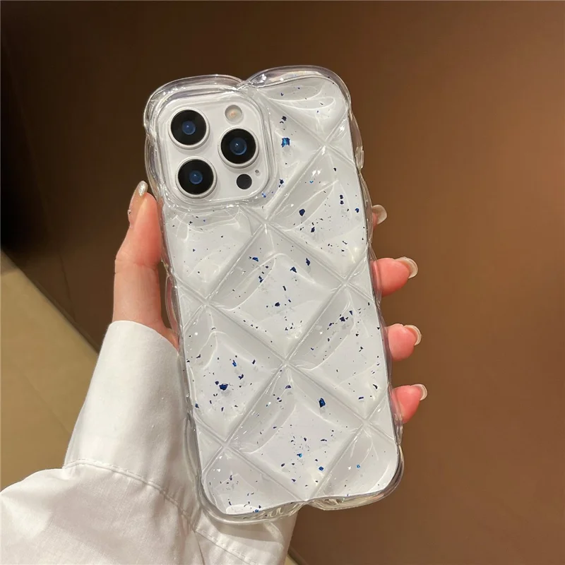 For iPhone 14 Pro Max Case Creative Rhombus Sequins Decor TPU Phone Cover - Blue
