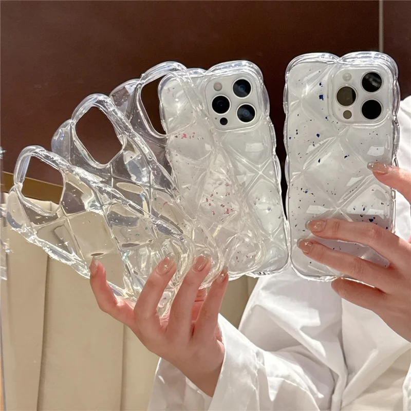 For iPhone 15 Pro Case Creative Rhombus Sequins Decor TPU Phone Cover - Rose