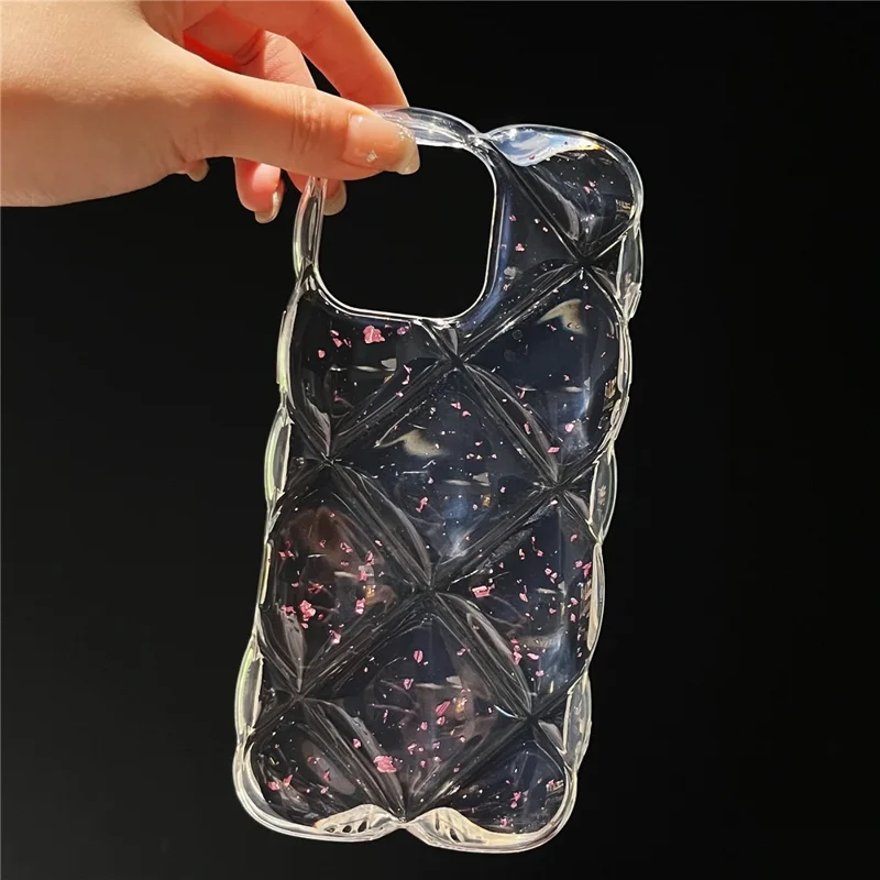 For iPhone 16 Pro Case Creative Rhombus Sequins Decor TPU Phone Cover - Rose