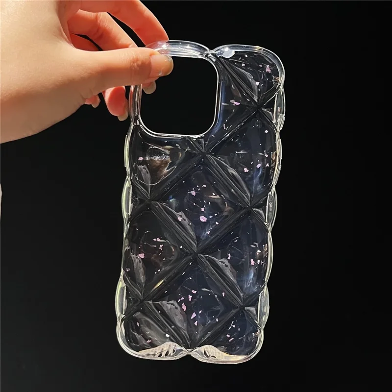 For iPhone 16 Pro Case Creative Rhombus Sequins Decor TPU Phone Cover - Purple