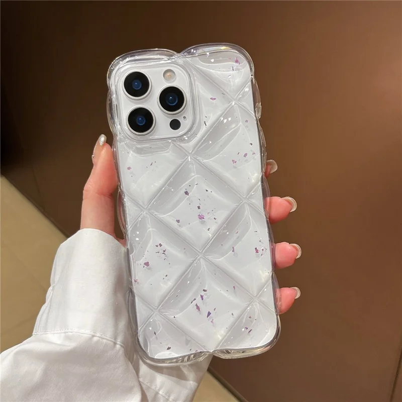 For iPhone 16 Pro Case Creative Rhombus Sequins Decor TPU Phone Cover - Purple