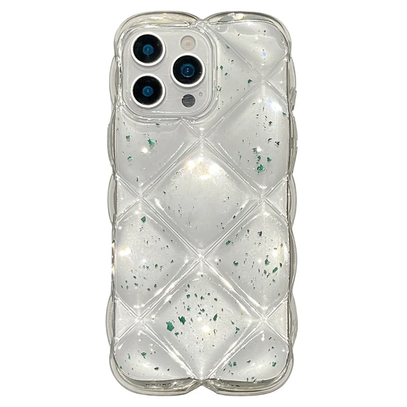For iPhone 16 Pro Max Case Creative Rhombus Sequins Decor TPU Phone Cover - Green