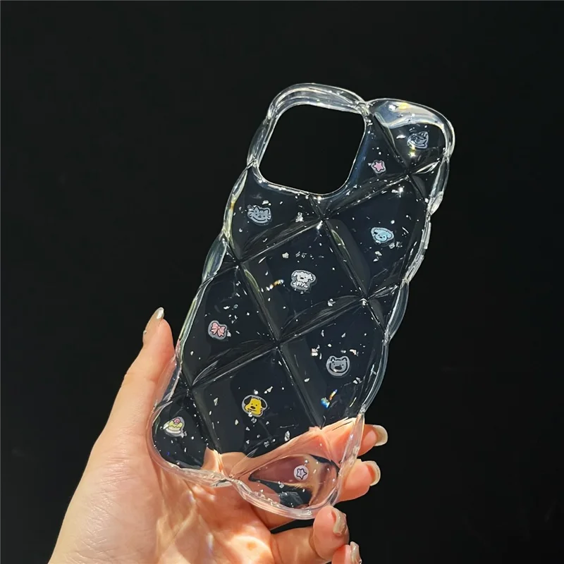 For iPhone 14 Case Creative Rhombus Cat Dog Pattern TPU Phone Cover
