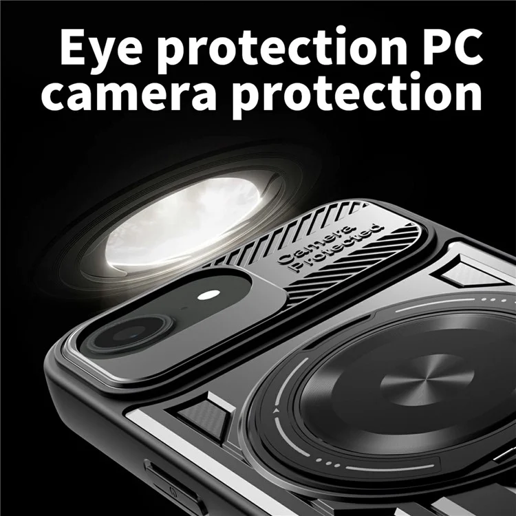 Étui magnétique pour iPhone 16e avec support rotatif en TPU + PC - Noir