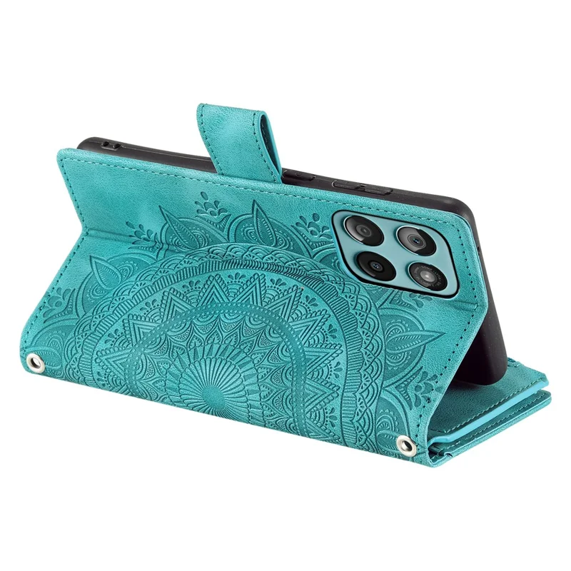 Style 006 For Motorola Edge 60 5G / 60 Fusion 5G Wallet Case PU Leather Phone Cover Mandala Flower Pattern - Mint Green