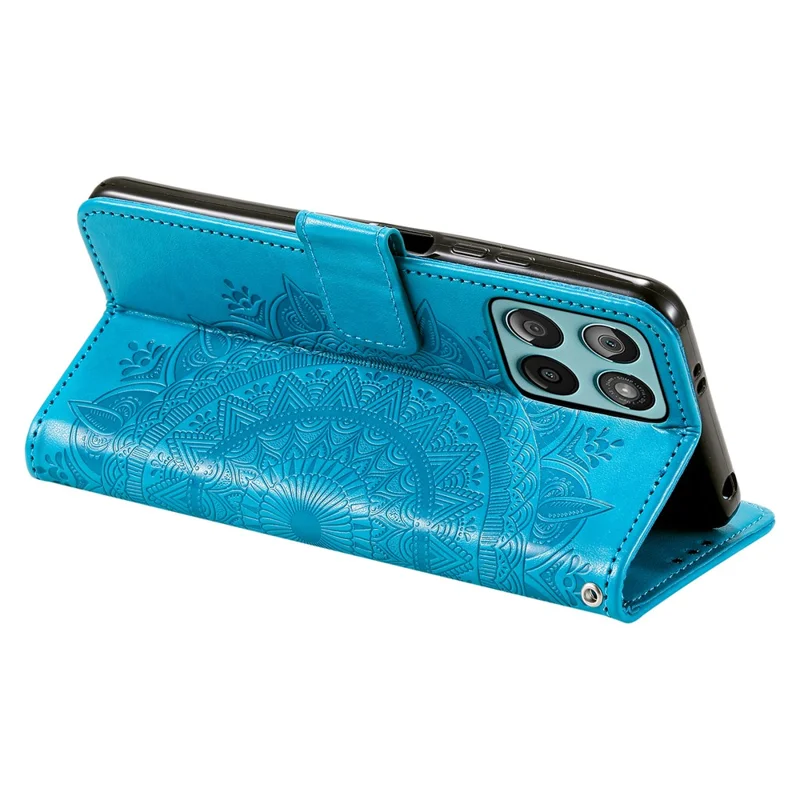 For Motorola Edge 60 5G / 60 Fusion 5G Stand Case Imprinted Totem PU Leather Wallet Phone Cover - Blue