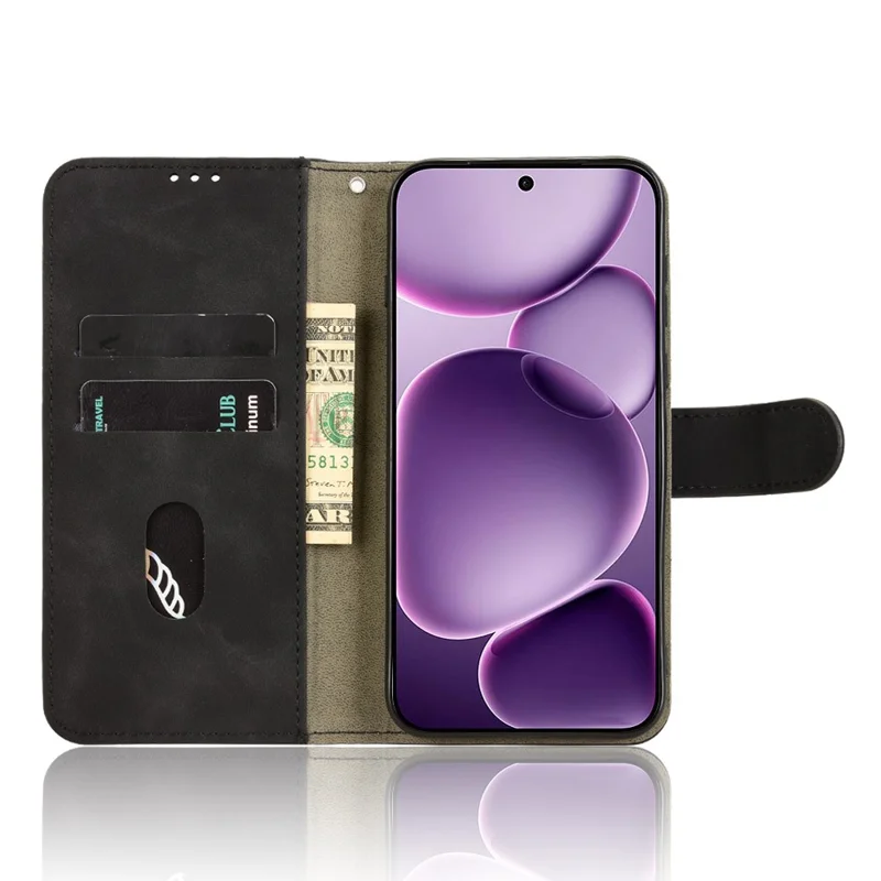 For Oppo Find X8s+ 5G Læderetui Hudfølelse Anti-drop Wallet Flip Telefonbeskyttelse - Sort