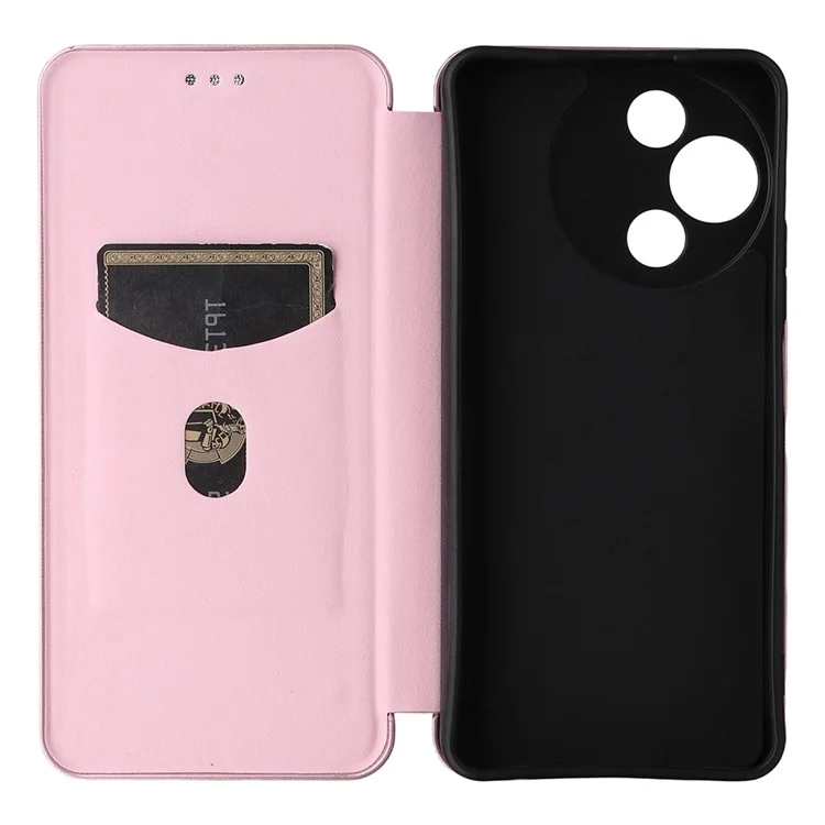 Capa para TCL 60R 5G / 60 5G com Textura de Fibra de Carbono à Prova de Queda em Couro PU - Dourado Rosé