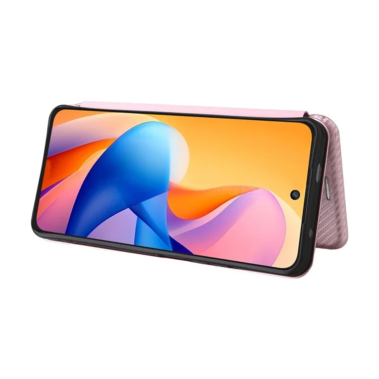 Capa para TCL 60R 5G / 60 5G com Textura de Fibra de Carbono à Prova de Queda em Couro PU - Dourado Rosé