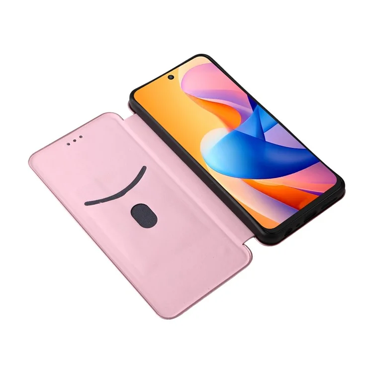 Capa para TCL 60R 5G / 60 5G com Textura de Fibra de Carbono à Prova de Queda em Couro PU - Dourado Rosé