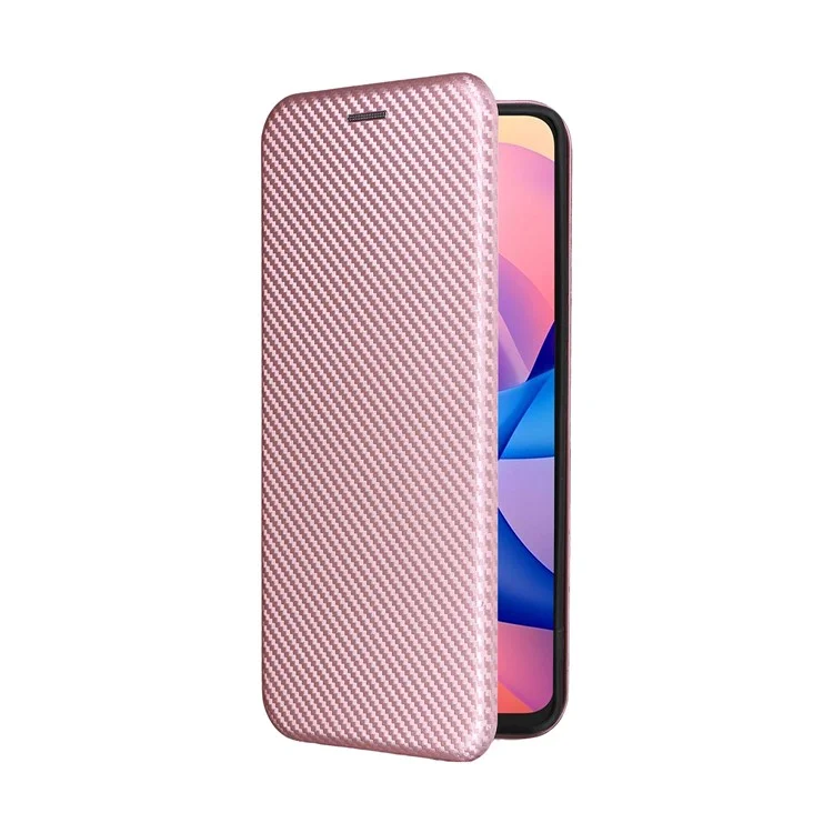 Capa para TCL 60R 5G / 60 5G com Textura de Fibra de Carbono à Prova de Queda em Couro PU - Dourado Rosé