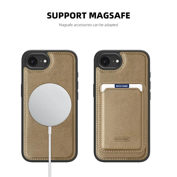 Étui pour iPhone 16e Compatible avec MagSafe Housse de Téléphone en Cuir - Or Désert
