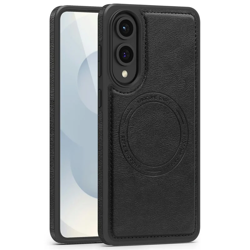For Samsung Galaxy S25 Edge Case Compatible with MagSafe Leather Back Phone Cover - Black
