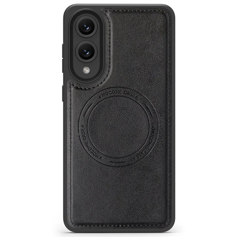 For Samsung Galaxy S25 Edge Case Compatible with MagSafe Leather Back Phone Cover - Black