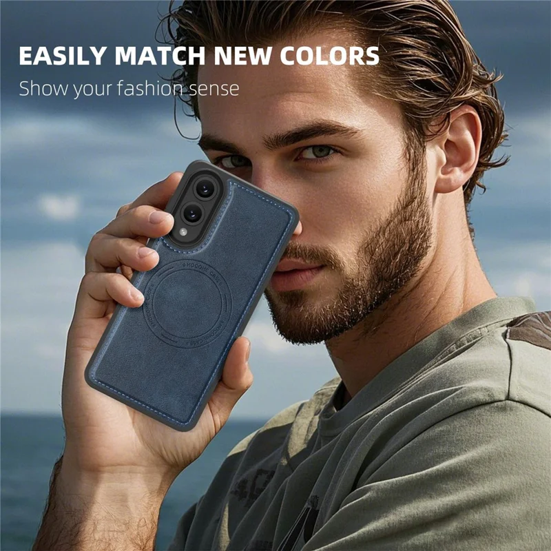 For Samsung Galaxy S25 Edge Case Compatible with MagSafe Leather Back Phone Cover - Black